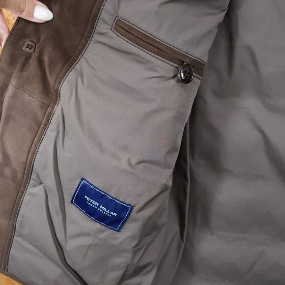 PETER MILLAR Jacket Mens Medium Brown Button Up Vest 100% Suede CORDOVA $1495 - Picture 9 of 14